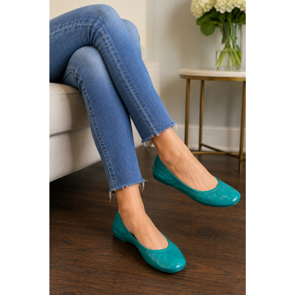 Tieks By Gavrieli Teal Patent Leather Ballet Flats Women Size 6 Slip On Comfort